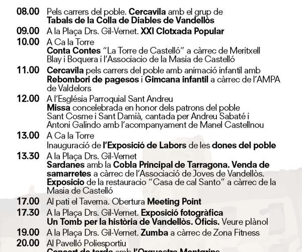 Festa Major de Vandellòs sant Cosme Sant Damià clotxa clotaxada