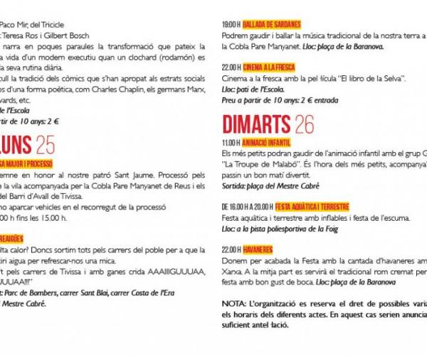 Festas de Sant Jaume Santiago San Jaime Tivissa Almadrava Masriudoms